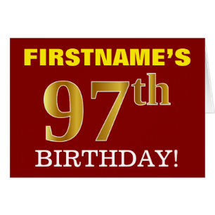 Rouge, Imitation Or "97th BIRTHDAY" Carte d'annive