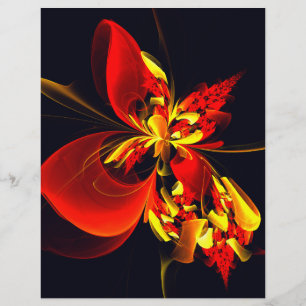 Rouge Jaune Floral Moderne Résumé Modèle Art #10