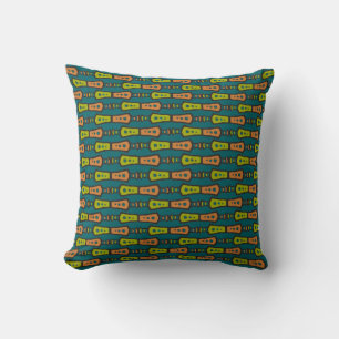 Rouge, Jaune, Noir, Tribal sur Coussin Turquoise,