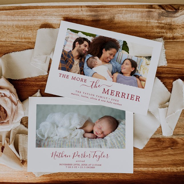 Rouge minimal plus le Faire-part de naissance plus (Créateur téléchargé)