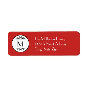 Rouge Monogramme vintage - Étiquette d'adresse de