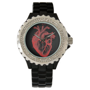 Rouge & Noir Anatomique Coeur Élégant Montre Poi