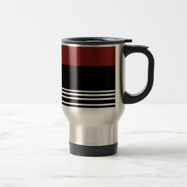 Rouge /Noir/ Argent > Mug de voyage de café (Droit)