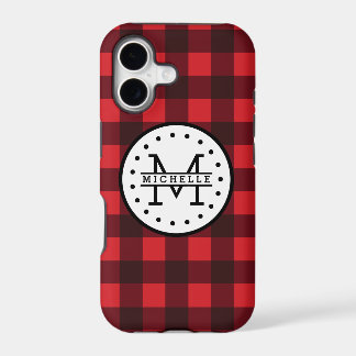 Rouge noir Buffalo carreau bûcheron nom monogramme