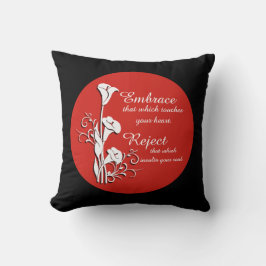 Rouge, noir et blanc calla lily Foi coussin