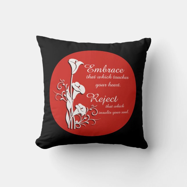 Rouge, noir et blanc calla lily Foi coussin (Recto)