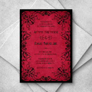 Rouge noir Faire-part de mariage gothique