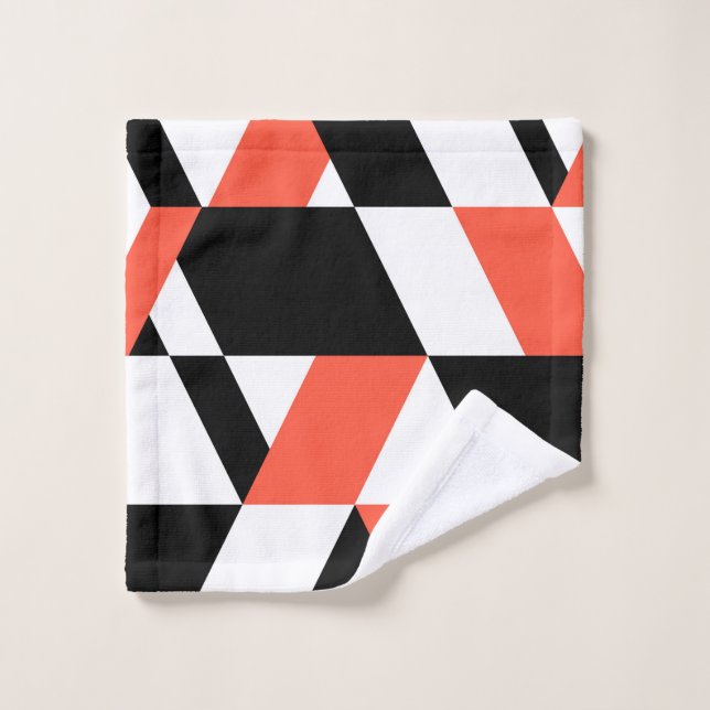 Rouge-noir, moderne, tendance, conception géométri (Gant de toilette)