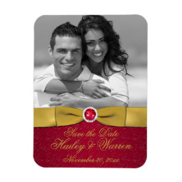 Rouge, or Floral Enregistrer la date Magnet photo