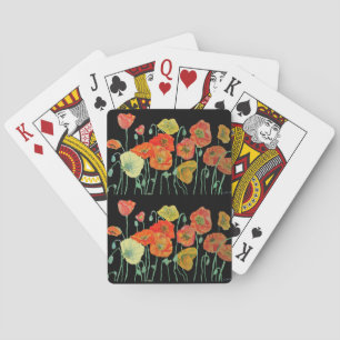 Rouge Orange Poppy Aqua Fleur Jeu de cartes