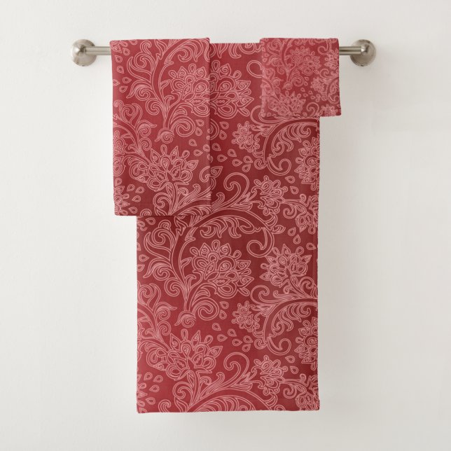Rouge Paisley Damask Designer Floral Classic (En situation)