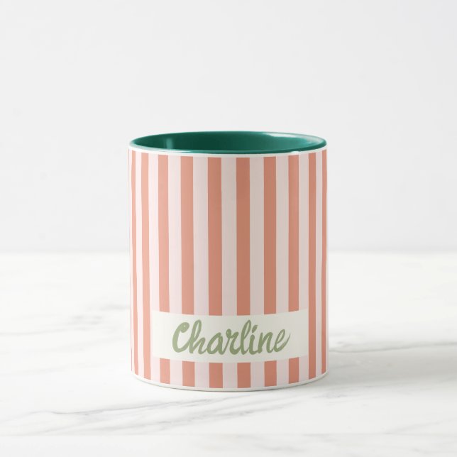 Rouge Pastel Retro Nom Customisé Mug (Centre)