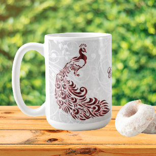 Rouge Peacock Personnalisé Café Mug