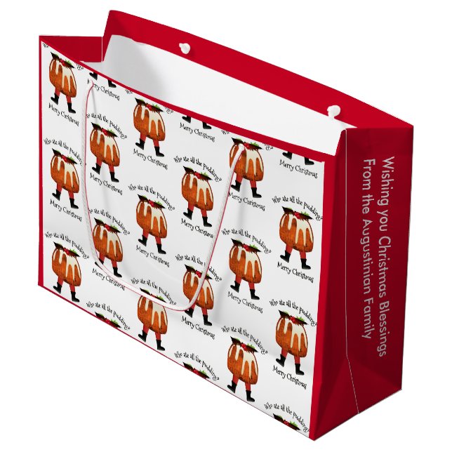 Rouge personnalisé Joyeux Noël Grand sac cadeau (Devant Angle)
