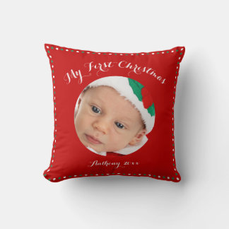 Rouge Personnalisé Mes premiers Coussins de Noël