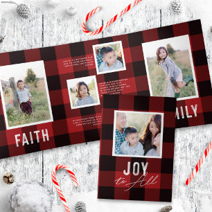 Rouge Plaid + Gras Typographie Carte photo de vaca