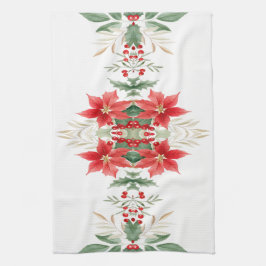 Rouge Poinsettia Noël Vacances Serviette de cuisin