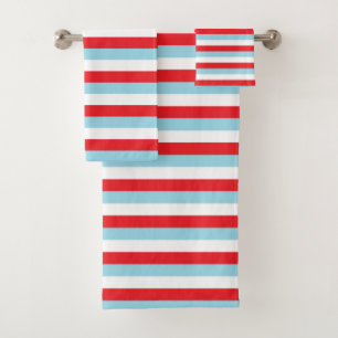 Rouge, rayures bleues et blanches en pastel