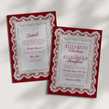 Rouge Red Old Money Spitze Hochzeit + Details