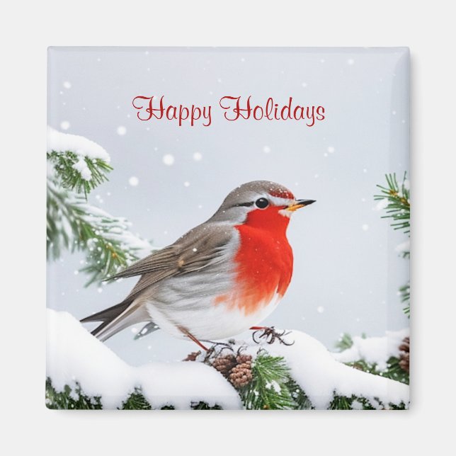 Rouge Robin Noël Magnet (Devant)