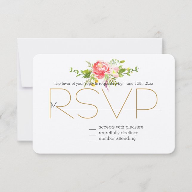 Rouge rose pâle RSVP floral (Devant)