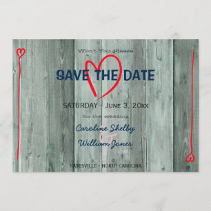 Rouge Rustique Coeur et Bois Save the Date