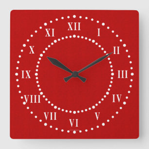 Rouge Satin Look Roman Numérique Horloge murale