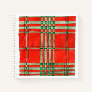 ROUGE SCOTT TARTAN 8,5x8,5 Carnet spiral