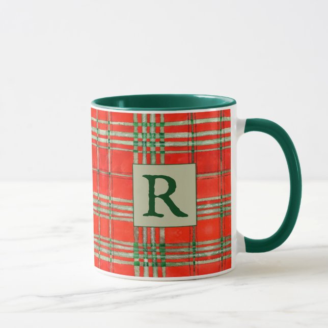 ROUGE SCOTT TARTAN Hunter Mug Combo Vert + Initial (Droite)
