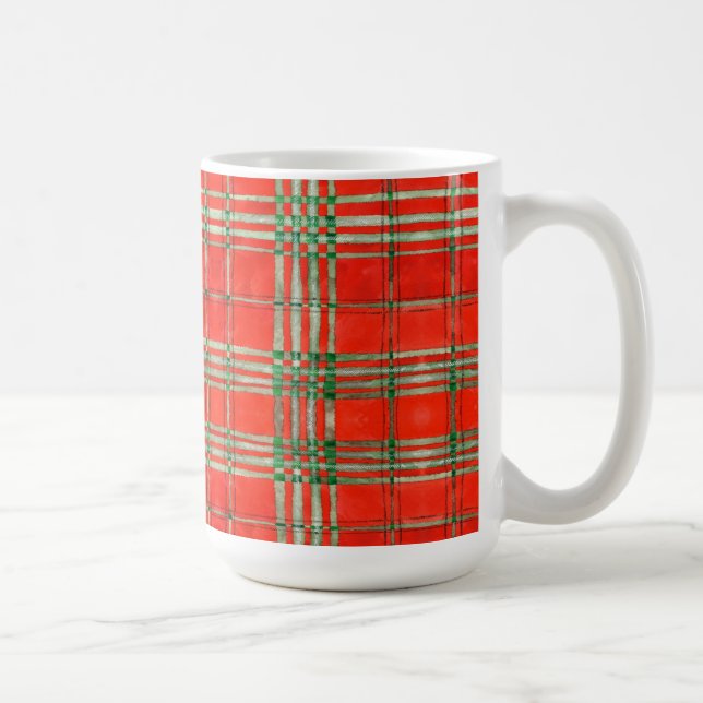 ROUGE SCOTT TARTAN Tall White Mug (Droite)