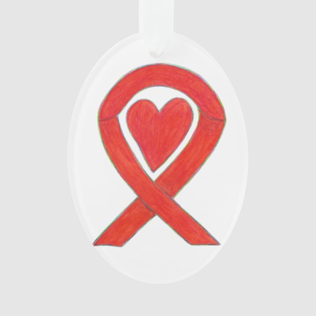 Rouge Sensibilisation Ruban Coeur Vacances Art Orn (devant)
