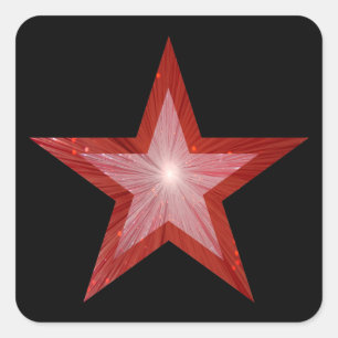 Rouge Star carré autocollant noir