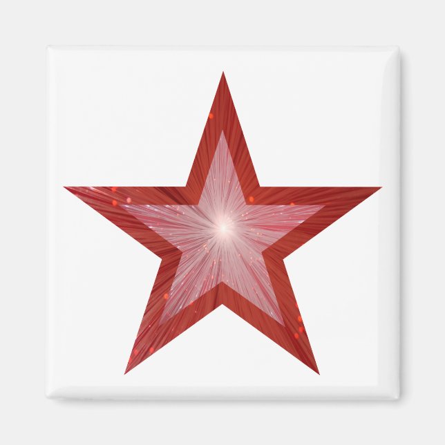 Rouge Star frigo aimant carré blanc (Devant)
