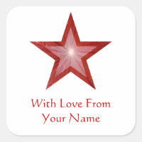 Rouge Star 'With Love From'' carré autocollant bla