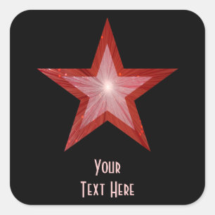 Rouge Star 'Your Text' autocollant carré noir