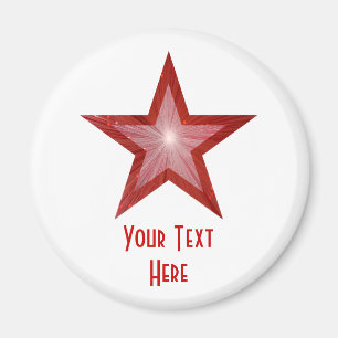 Rouge Star 'Your Text' frigo aimant blanc