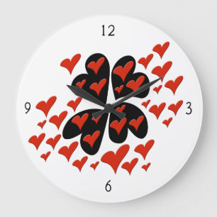 Rouge sur les coeurs noirs Grande horloge