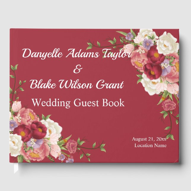 Rouge tendance, Police Script Floral Mariage Livre (Recto)