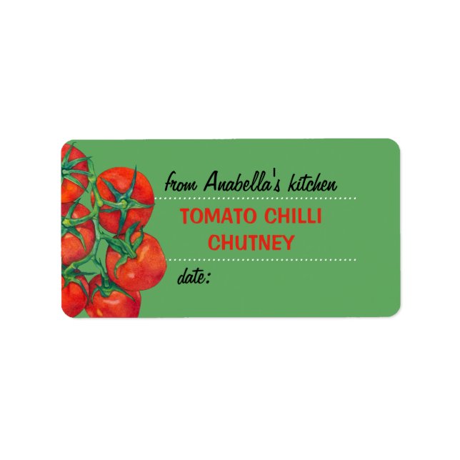 Rouge Tomates vert 2 Cuisine Préserve Étiquette (Devant)