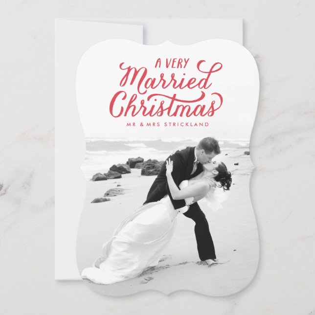 Rouge très marié Noël nouveau Carte photo (Devant)