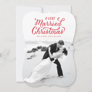 Rouge très marié Noël nouveau Carte photo