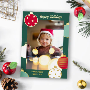 Rouge Vert blanc Noël Baubles Joyeuses Vacances