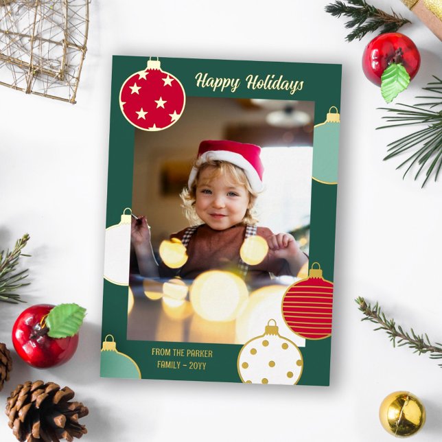 Rouge Vert blanc Noël Baubles Joyeuses Vacances (Créateur téléchargé)