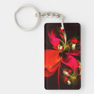 Rouge Vert Floral Moderne Art Abstrait Motif #02