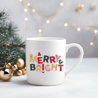 Rouge vert joyeux et brillant café de Noël Mug