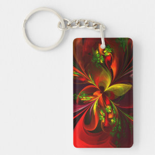 Rouge vert moderne Floral Abstrait Art Motif #05