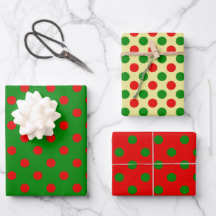 Rouge Vert Polka Motif Enveloppement Papier Sh
