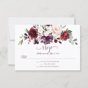 Rouge violet blanc vert calligraphie florale RSVP