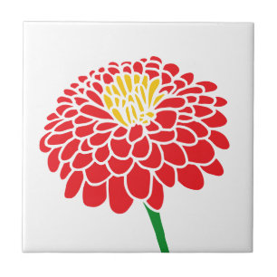 Rouge Zinnia fleurs personnalisées carreaux de cou