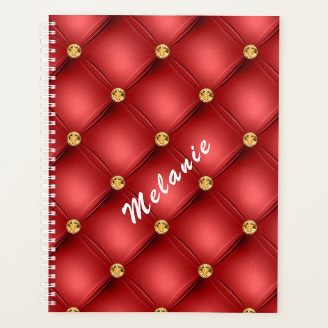 Rouges Diamant Tufté Tufted Custom Text Planner (Devant)